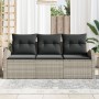 Conjunto de Sofás de Jardín de 3 Piezas con Cojines Gris Claro Poliéster Ratán Sintético de , Sofás de exterior - Ref: Foro24...