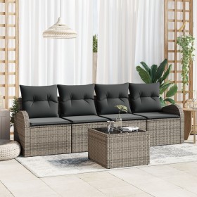 Juego de Sofás de Jardín de 5 Piezas con Cojines Gris de Ratán de , Sofás de exterior - Ref: Foro24-3345909, Precio: 310,14 €...