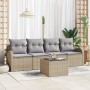 Conjunto de sofá de jardín de 5 piezas con cojines Beige Ratán sintético de , Sofás de exterior - Ref: Foro24-3345910, Precio...
