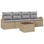Conjunto de sofá de jardín de 5 piezas con cojines Beige Ratán sintético de , Sofás de exterior - Ref: Foro24-3345910, Precio...