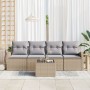 Conjunto de sofá de jardín de 5 piezas con cojines Beige Ratán sintético de , Sofás de exterior - Ref: Foro24-3345910, Precio...
