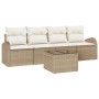 Conjunto de Sofás de Jardín de 5 Piezas con Cojines Beige de Ratán Polipropileno de , Sofás de exterior - Ref: Foro24-3345911...