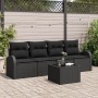 Set de Sofá de Jardín de 5 Piezas con Cojines Negro Ratán Poliéster de , Sofás de exterior - Ref: Foro24-3345913, Precio: 319...