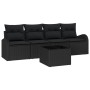 Set de Sofá de Jardín de 5 Piezas con Cojines Negro Ratán Poliéster de , Sofás de exterior - Ref: Foro24-3345913, Precio: 319...