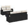 Conjunto de sofá de jardín de 6 piezas con cojines negro ratán sintético de , Sofás de exterior - Ref: Foro24-3345917, Precio...