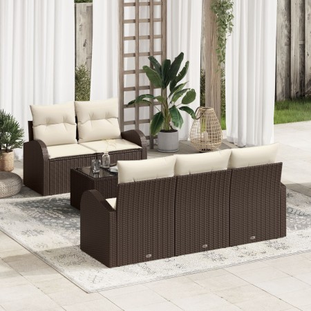 Juego de Sofás de Jardín de 6 Piezas con Cojines Marrón Poliratán de , Sofás de exterior - Ref: Foro24-3345918, Precio: 448,2...