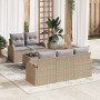 Juego de Sofá de Jardín de 6 Piezas con Cojines Beige Ratán Poliéster de , Sofás de exterior - Ref: Foro24-3345920, Precio: 4...