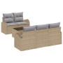 Juego de Sofá de Jardín de 6 Piezas con Cojines Beige Ratán Poliéster de , Sofás de exterior - Ref: Foro24-3345920, Precio: 4...