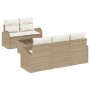 Juego de Sofá de Jardín de 6 Piezas con Cojines Beige Ratán Polimérico de , Sofás de exterior - Ref: Foro24-3345921, Precio: ...