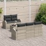 Juego de Sofá de Jardín de 6 Piezas con Cojines Gris Claro de Polirratán de , Sofás de exterior - Ref: Foro24-3345922, Precio...