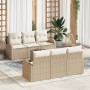 Juego de sofá de jardín de 7 piezas con cojines beige de ratán de , Sofás de exterior - Ref: Foro24-3345931, Precio: 495,17 €...
