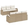 Juego de sofá de jardín de 7 piezas con cojines beige de ratán de , Sofás de exterior - Ref: Foro24-3345931, Precio: 495,17 €...