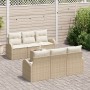 Juego de sofá de jardín de 7 piezas con cojines beige de ratán de , Sofás de exterior - Ref: Foro24-3345931, Precio: 495,17 €...