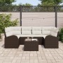 Conjunto de Sofá de Jardín de 7 piezas con cojines Marrón Ratán Poliéster de , Sofás de exterior - Ref: Foro24-3345938, Preci...