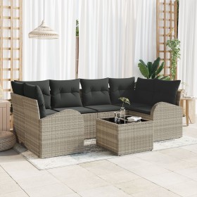 Conjunto de Sofás de Jardín de 7 Piezas con Cojines Gris Claro de Ratán de , Sofás de exterior - Ref: Foro24-3345942, Precio:...