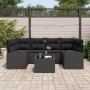 Juego de Sofá de Jardín de 7 Piezas con Cojines Negro Poliratán de , Sofás de exterior - Ref: Foro24-3345943, Precio: 456,48 ...