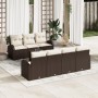 Conjunto de Sofás de Jardín de 8 Piezas con Cojines Marrón Ratán Poliéster de , Sofás de exterior - Ref: Foro24-3345948, Prec...