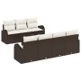 Conjunto de Sofás de Jardín de 8 Piezas con Cojines Marrón Ratán Poliéster de , Sofás de exterior - Ref: Foro24-3345948, Prec...