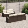 Conjunto de Sofás de Jardín de 8 Piezas con Cojines Marrón Ratán Poliéster de , Sofás de exterior - Ref: Foro24-3345948, Prec...