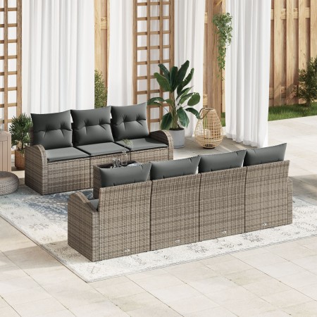 Juego de Sofás de Jardín de 8 Piezas con Cojines Gris Poliratán de , Sofás de exterior - Ref: Foro24-3345949, Precio: 529,06 ...