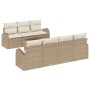 Conjunto de Sofás de Jardín de 8 Piezas con Cojines Beige de Ratán Poliéster de , Sofás de exterior - Ref: Foro24-3345951, Pr...