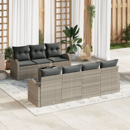 Juego de Sofás de Jardín de 8 Piezas con Cojines Gris Claro Poliratán de , Sofás de exterior - Ref: Foro24-3345952, Precio: 5...
