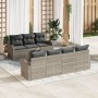 Juego de Sofás de Jardín de 8 Piezas con Cojines Gris Claro Poliratán de , Sofás de exterior - Ref: Foro24-3345952, Precio: 5...