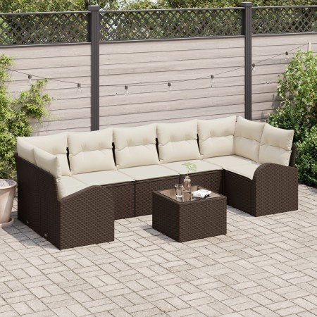 Juego de Sofá de Jardín de 8 Piezas con Cojines Marrón Poliratán de , Sofás de exterior - Ref: Foro24-3345958, Precio: 561,20...