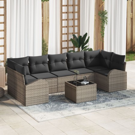 Conjunto de Sofá de Jardín de 8 Piezas con Cojines Gris Polirratán de , Sofás de exterior - Ref: Foro24-3345959, Precio: 513,...