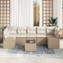 Conjunto de Sofá de Jardín de 8 Piezas con Cojines Beige de Poliratán de , Sofás de exterior - Ref: Foro24-3345961, Precio: 5...