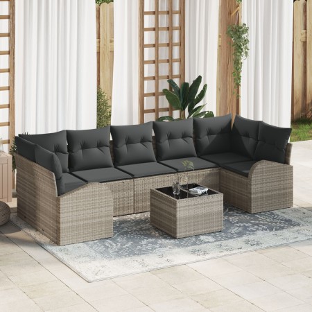 Juego de Sofás de Jardín de 8 Piezas con Cojines Gris Claro de , Sofás de exterior - Ref: Foro24-3345962, Precio: 580,51 €, D...