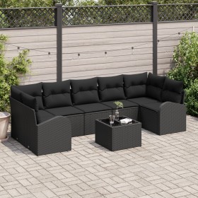 Juego de Sofás de Jardín de 8 Piezas con Cojines Ratán Sintético Negro de , Sofás de exterior - Ref: Foro24-3345963, Precio: ...