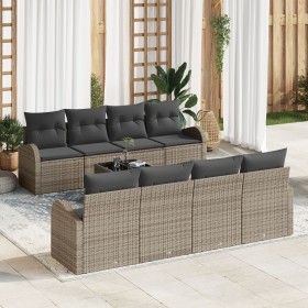 Juego de Sofá de Jardín de 9 Piezas con Cojines Gris Ratán Sintético de , Sofás de exterior - Ref: Foro24-3345969, Precio: 59...
