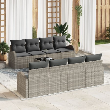 Juego de Sofá de Jardín de 9 Piezas con Cojines Gris Claro Poliratán de , Sofás de exterior - Ref: Foro24-3345972, Precio: 63...