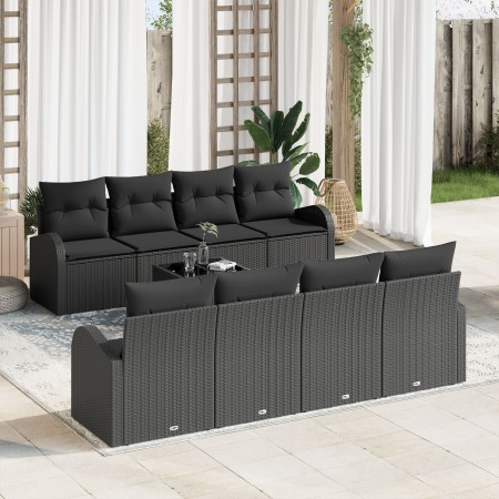 Conjunto de Sofá de Jardín de 9 Piezas con Cojines Negros de Poliratán de , Sofás de exterior - Ref: Foro24-3345973, Precio: ...
