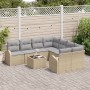 Conjunto de Sofá de Jardín de 9 Piezas con Cojines Beige de Polirratán de , Sofás de exterior - Ref: Foro24-3345980, Precio: ...