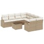Juego de Sofá de Jardín de 9 Piezas con Cojines Beige Poliratán de , Sofás de exterior - Ref: Foro24-3345981, Precio: 602,35 ...