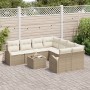 Juego de Sofá de Jardín de 9 Piezas con Cojines Beige Poliratán de , Sofás de exterior - Ref: Foro24-3345981, Precio: 602,35 ...
