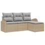 Juego de Sofá de Jardín de 4 Piezas con Cojines Beige de Ratán de , Sofás de exterior - Ref: Foro24-3345990, Precio: 266,48 €...