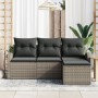 Conjunto de Sofá de Jardín de 4 Piezas con Cojines Gris Ratán Poliéster de , Sofás de exterior - Ref: Foro24-3345989, Precio:...