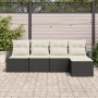 Conjunto de Sofá de Jardín de 5 Piezas con Cojines Negro Poliratán de , Sofás de exterior - Ref: Foro24-3345997, Precio: 303,...