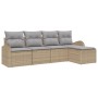 Conjunto de Sofá de Jardín de 5 Piezas con Cojines Beige de Poliratán de , Sofás de exterior - Ref: Foro24-3346000, Precio: 3...