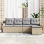 Conjunto de Sofá de Jardín de 5 Piezas con Cojines Beige de Poliratán de , Sofás de exterior - Ref: Foro24-3346000, Precio: 3...