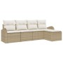Juego de Sofá de Jardín de 5 Piezas con Cojines Beige Ratán Sintético de , Sofás de exterior - Ref: Foro24-3346001, Precio: 3...