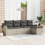 Conjunto de sofá de jardín de 5 piezas con cojines Gris Claro Poliratán de , Sofás de exterior - Ref: Foro24-3346002, Precio:...