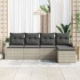 Conjunto de sofá de jardín de 5 piezas con cojines Gris Claro Poliratán de , Sofás de exterior - Ref: Foro24-3346002, Precio:...