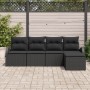 Juego de Sofás de Jardín de 5 Piezas con Cojines Negro Poliratán de , Sofás de exterior - Ref: Foro24-3346003, Precio: 309,87...