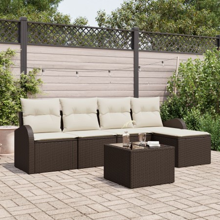 Conjunto de Sofá de Jardín de 5 Piezas con Cojines Gris Poliratán de , Sofás de exterior - Ref: Foro24-3346008, Precio: 359,6...