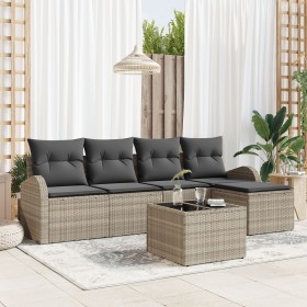 Juego de Sofá de Jardín de 6 Piezas con Cojines Gris Poliratán de , Sofás de exterior - Ref: Foro24-3346012, Precio: 369,86 €...