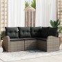 Conjunto de Sofás de Jardín de 4 Piezas con Cojines Ratán Gris Poliéster de , Sofás de exterior - Ref: Foro24-3346019, Precio...